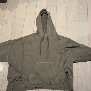 Free People Men's Olive Green Crewneck Hoodie